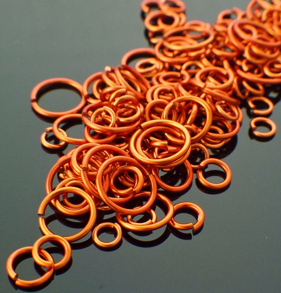 100 Handmade Orange Jump Rings 16, 18, 20, 22 or 24 gauge - Your Choice of Size, Saw Cut and Easy to Close - 100% Guarantee