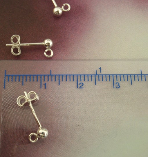 5 Pairs Sterling Silver 3mm,4mm,5mm or 6mm Ball Post Top Earrings with Open Loops and Ear Nuts