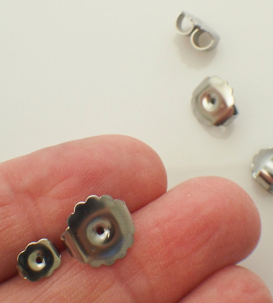 20 pairs Surgical Stainless Steel Earring Posts KIT 1.5mm, 3mm, 6mm, 8mm, 10mm, 12mm, 14mm Pad - Glue On - Hypoallergenic - Silver or Gold
