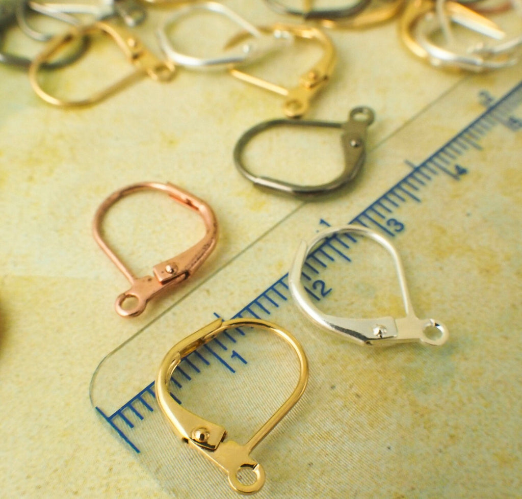 Modern Leverback Ear Wires - Gunmetal, Copper, Silver Plate or Gold Plate - Buy in Quantity and Save