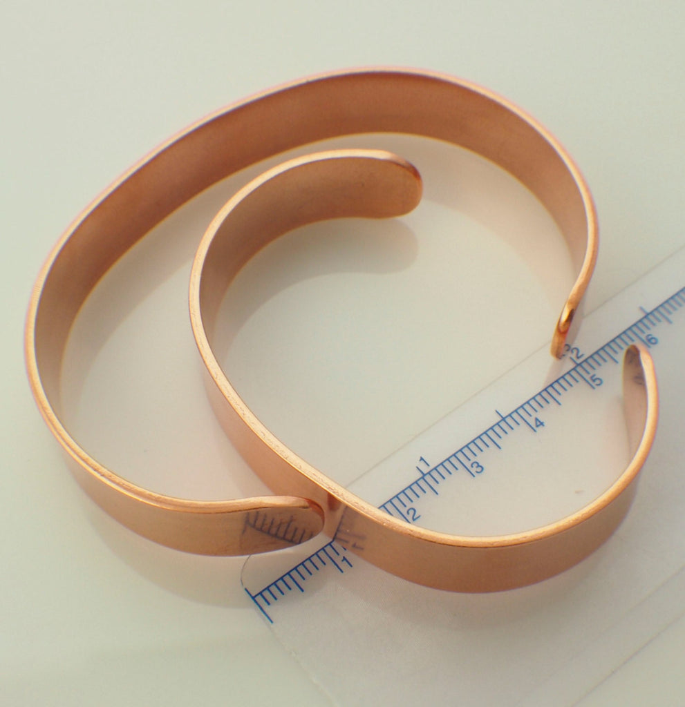 Solid Copper Bangle Bracelet Handmade in Sturdy 14 gauge 1/2 inch, 1 inch, 2 inch, 4 inch and Custom Sizes 100% Guarantee