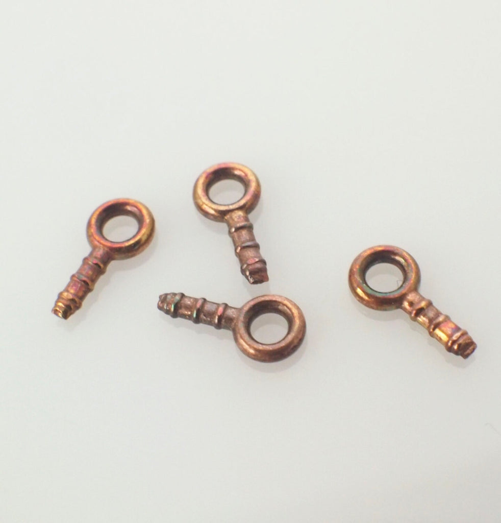 25 Solid Copper Screw Eyes - Made in the USA - Raw or Antique Finish - 3 Choices of Sizes