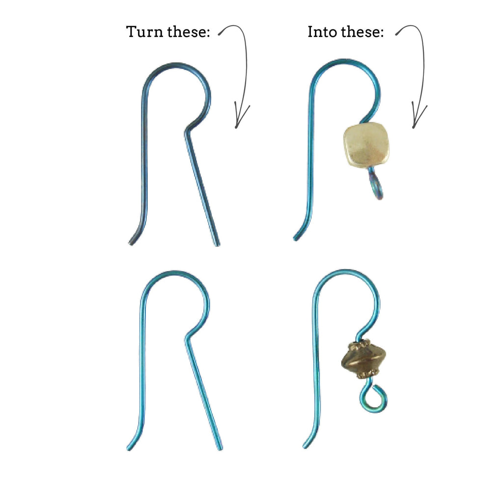 2 Pairs of Simple Add A Bead Anodized Niobium Ear Wires in YOUR CHOICE of Colors - 100% Hypoallergenic
