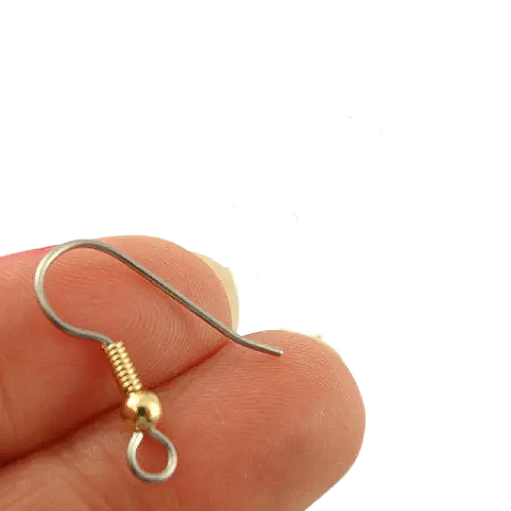 20 pairs - Basic Bead and Coil Ear Wires - Silver, Gold, or Bright Silver Plated - 100% Guarantee