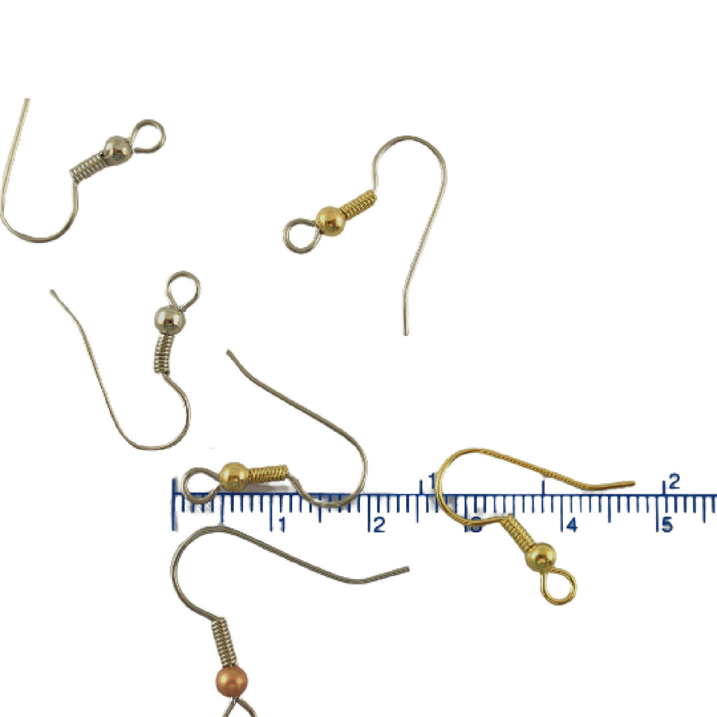 20 pairs - Basic Bead and Coil Ear Wires - Silver, Gold, or Bright Silver Plated - 100% Guarantee