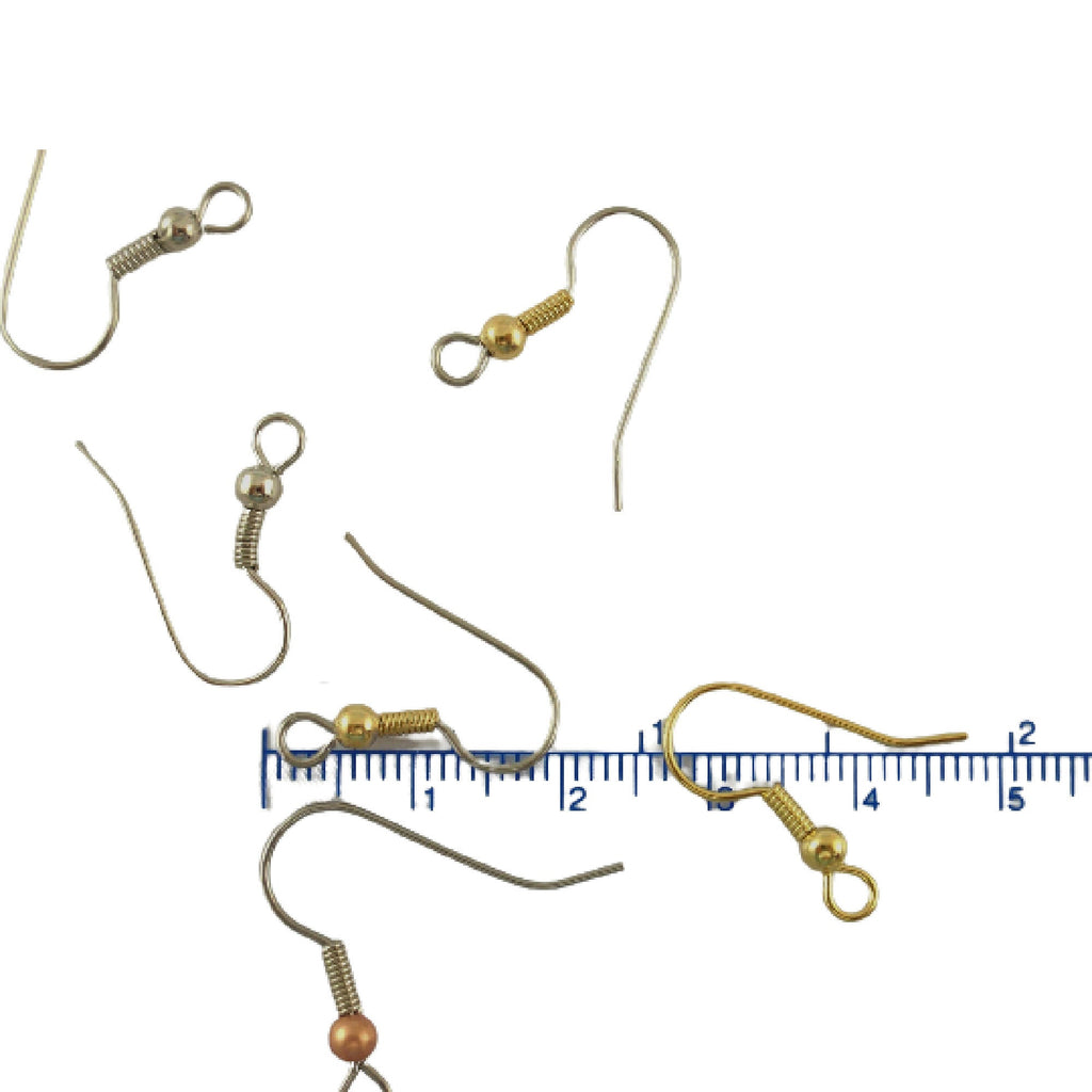 20 pairs - Basic Bead and Coil Ear Wires in Stainless Steel, Silver Plate, Gold Plate, Copper - 100% Guarantee
