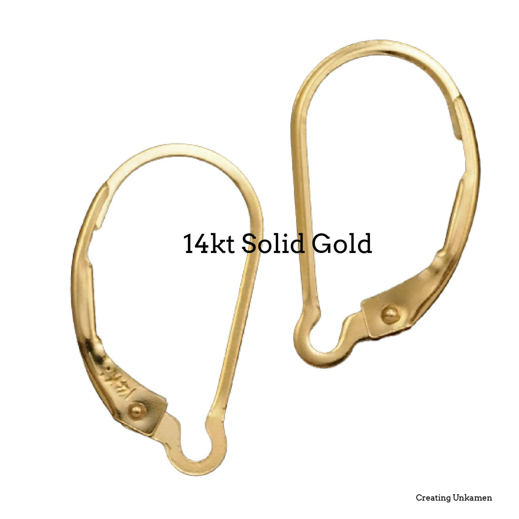 1 Pair 14kt Solid Gold Leverback Ear Wires - Interchangeable