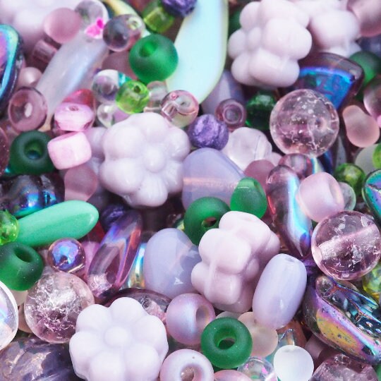 Lavender Garden Bead Mix - A Handpicked Soup of Miyuki Seed Beads and Czech Pressed Glass Beads
