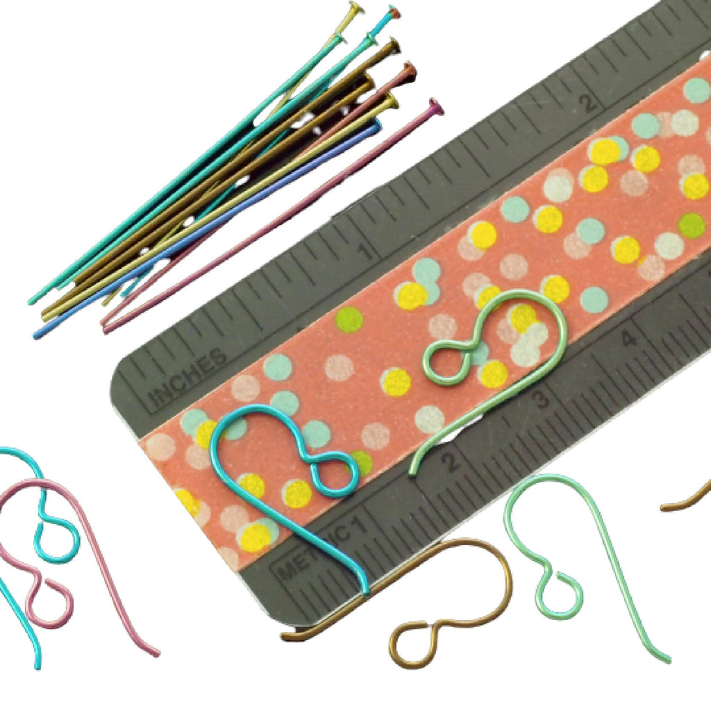 5 Pairs Handmade Perfect Curve Anodized Niobium Ear Wires And 5 Pairs of Head or Eye Pins Anodized After Cutting and Forming
