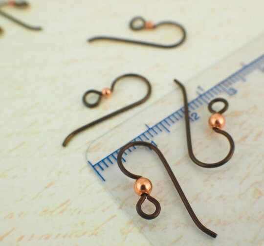 3 Pairs Vintage Bronze Niobium Ear Wires - Simple Style with Bright Copper or Vintage Bronze Beads - 2mm or 3mm