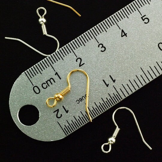 20 pairs - Basic Bead and Coil Ear Wires - Silver, Gold, or Bright Silver Plated - 100% Guarantee