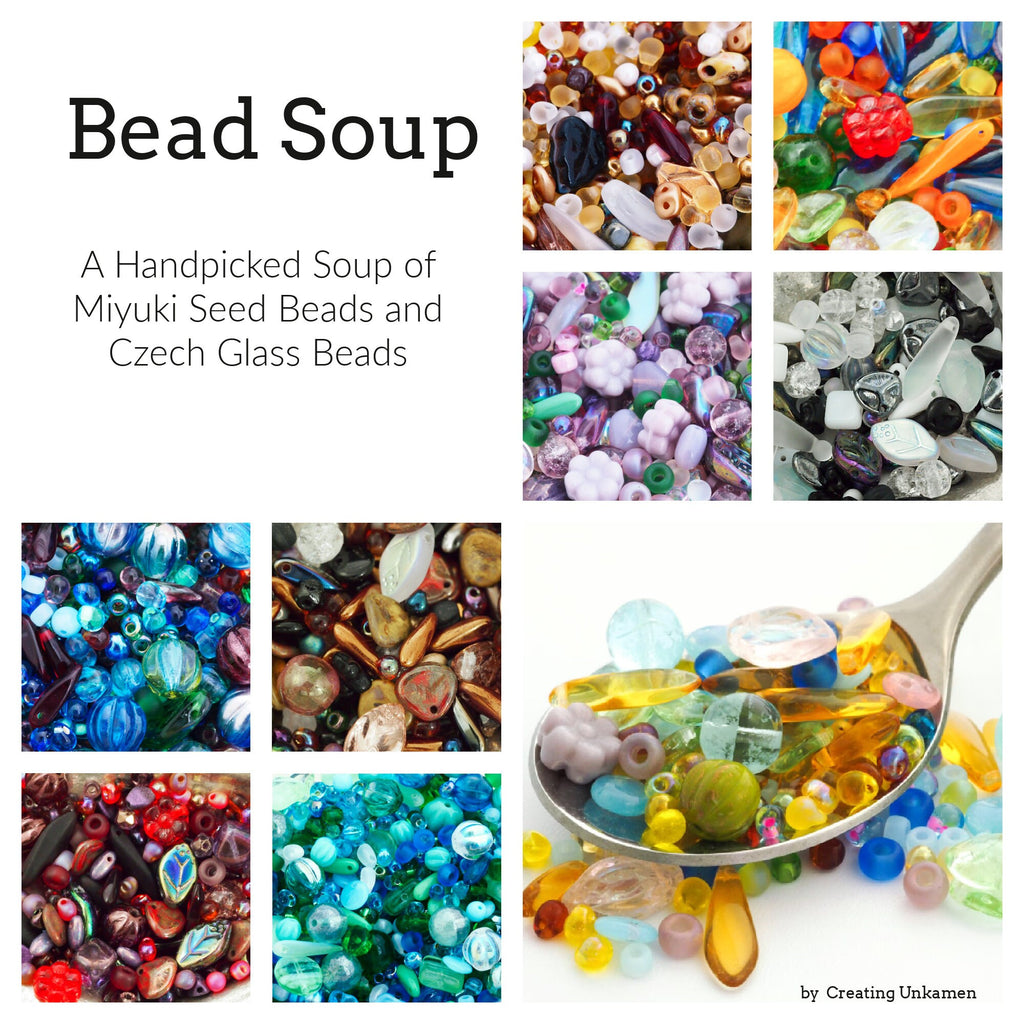 Prairie Bead Mix - A Soup of Japanese Seed Beads and Czech Pressed Glass Beads
