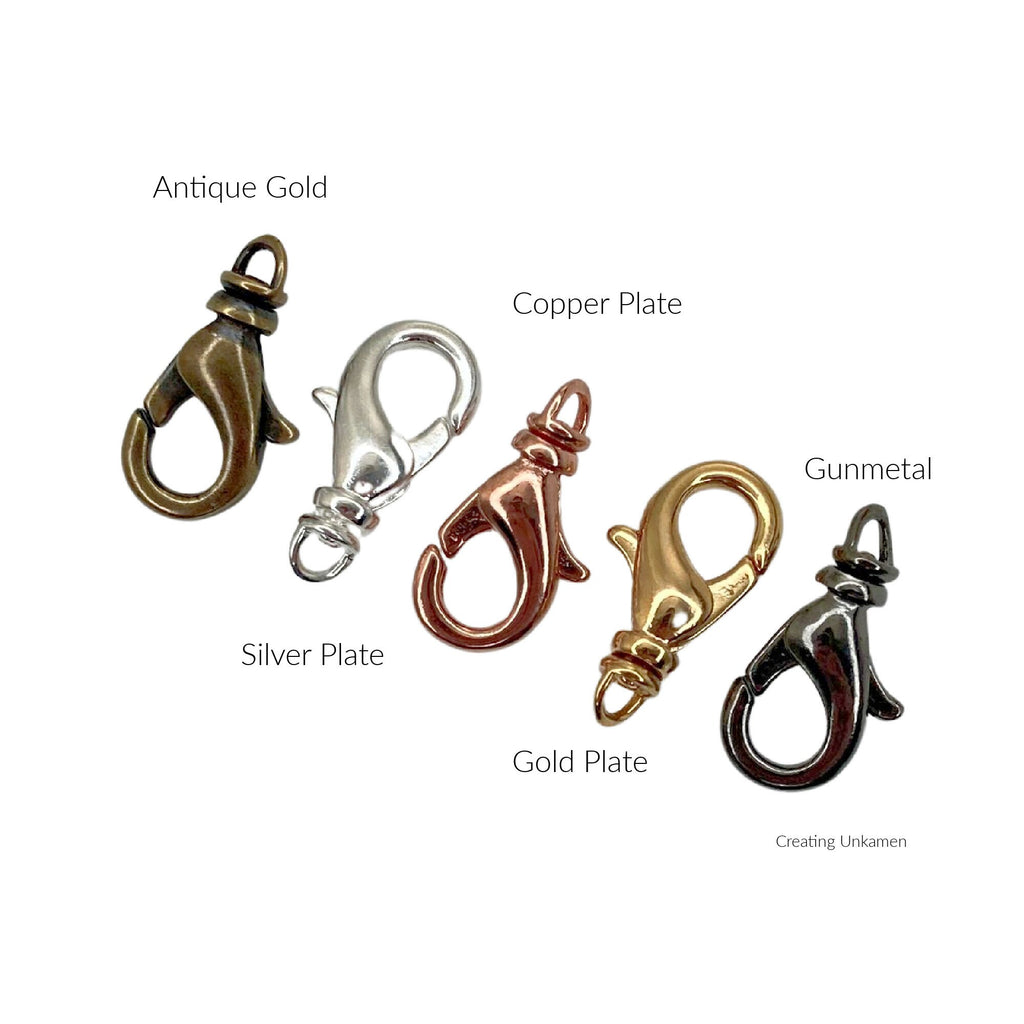 5 Medium Swivel Lobster Clasps 14mm X 8mm Best Commercially Made in Copper, Gunmetal, Antique Gold, Gold and Silver Plate - 100% Guaranteed