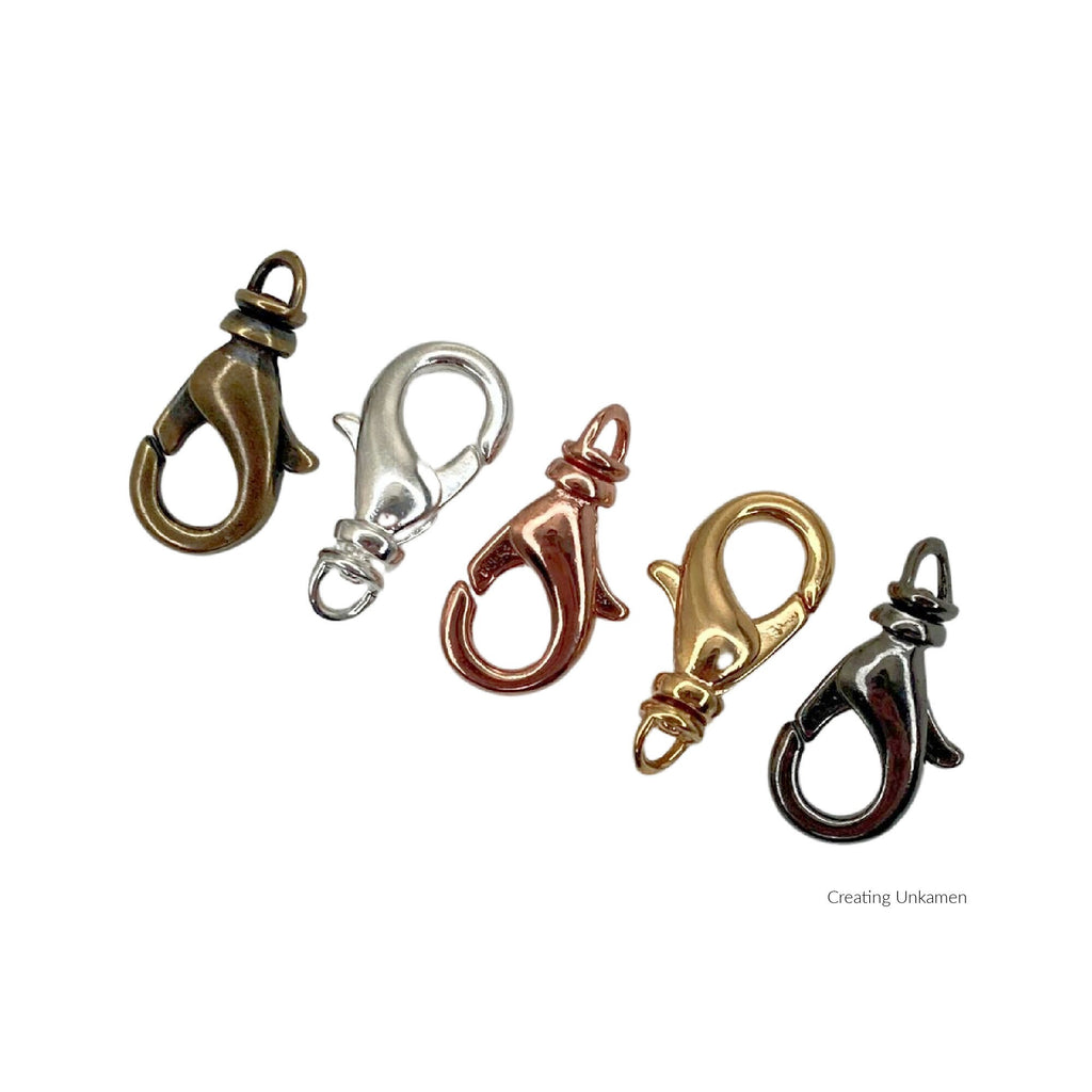 5 Medium Swivel Lobster Clasps 14mm X 8mm Best Commercially Made in Copper, Gunmetal, Antique Gold, Gold and Silver Plate - 100% Guaranteed
