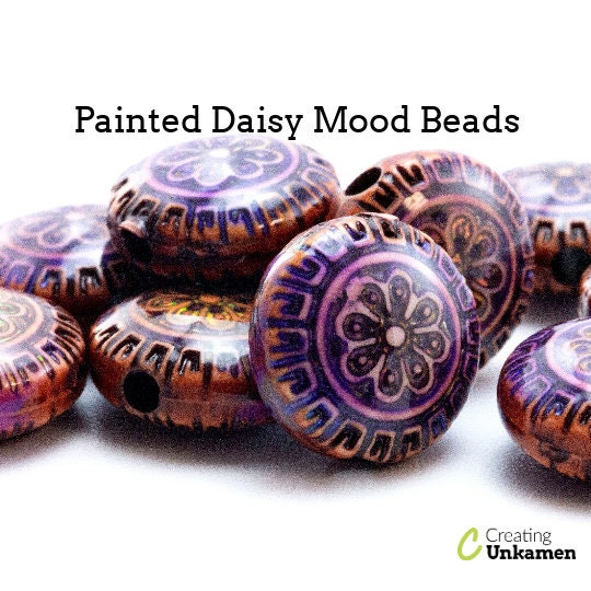 Painted Daisy Mood Beads 16mm Thermo - Sensitive Liquid Crystal - 100% Guarantee