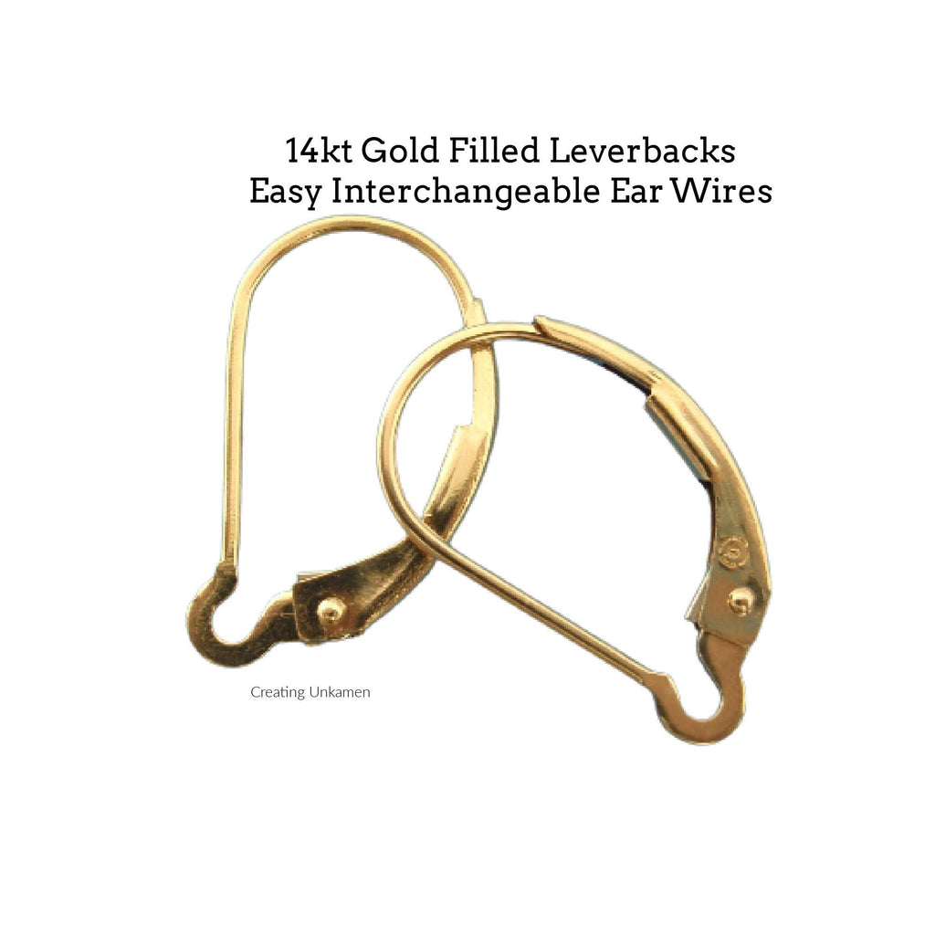 1 Pair 14kt Gold Filled Leverback Ear Wires - Interchangeable