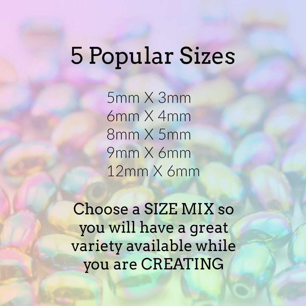 50 Smooth Rainbow Oval Beads 5mm X 3mm, 6mm X 4mm, 8mm X 5mm, 9mm X 6mm, 12mm X 6mm - 100% Guarantee