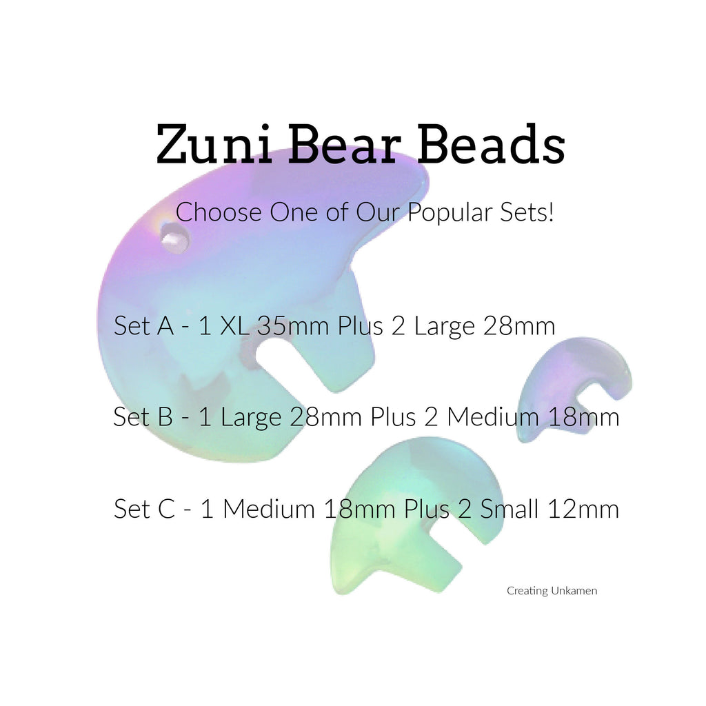 Rainbow Zuni Bear Beads - 12mm, 18mm, 28mm, 35mm or Choose a Set for Easy DIY Jewelry
