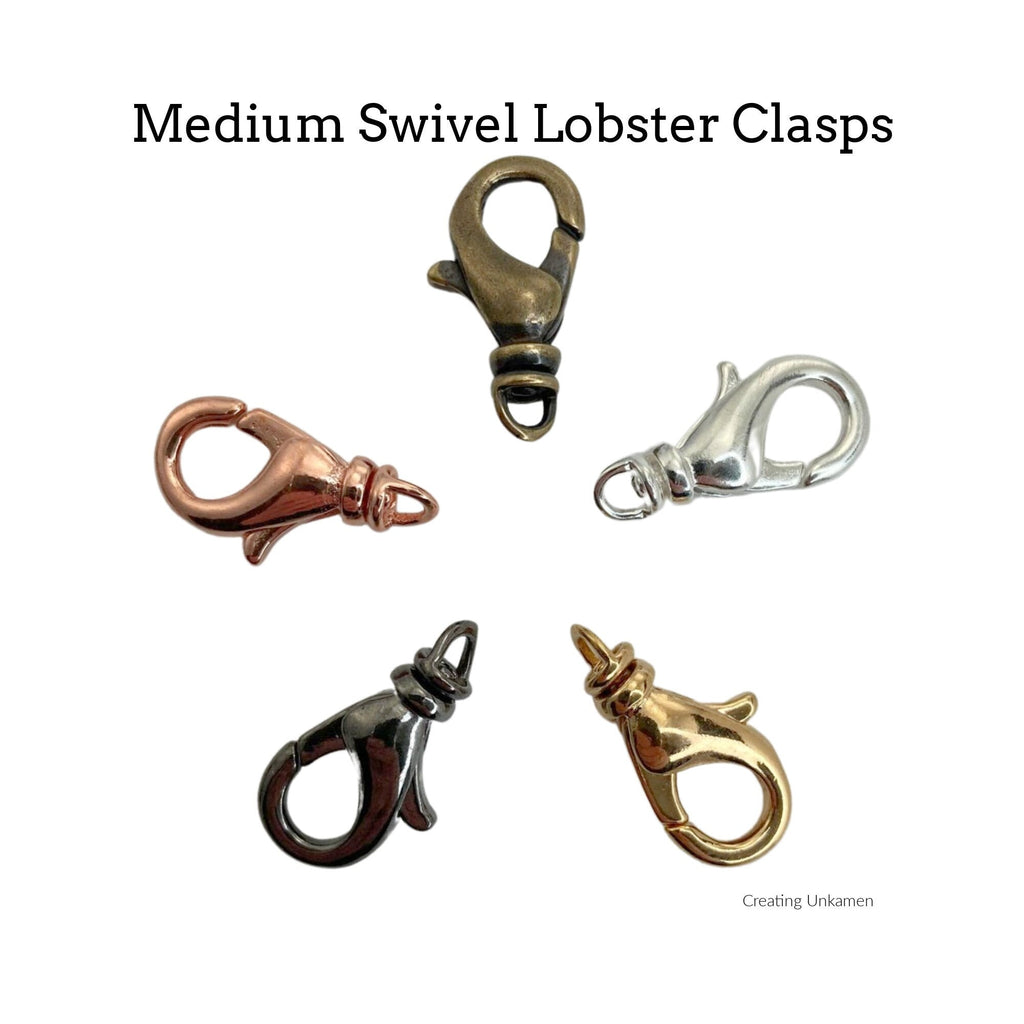 5 Medium Swivel Lobster Clasps 14mm X 8mm Best Commercially Made in Copper, Gunmetal, Antique Gold, Gold and Silver Plate - 100% Guaranteed