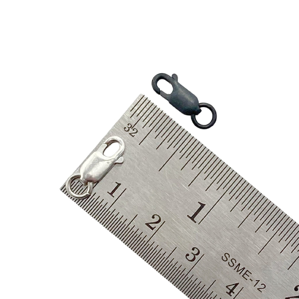 2 Flat Oval Lobster Clasps in Sterling Silver Black or Antique Sterling 10mm, 11mm, 14mm, 16mm, 18mm - 100% Guarantee