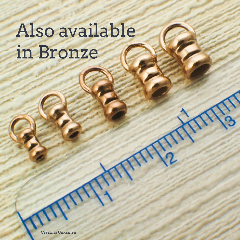 One Set of 2 Sterling Silver Cord Crimp Ends - 1mm, 1.5mm, 2mm, 2.5mm or 3mm - Made in the USA - Antique, Black or Bright Finish