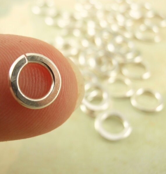 Hammered Argentium Sterling Silver Jump Rings Quantity 10 - Tarnish Resistant Custom Hammered