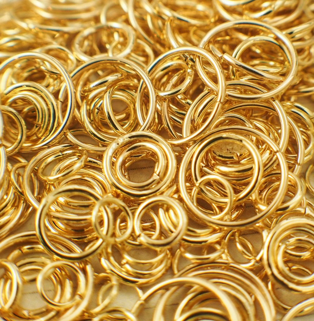 100 Gold Plated Jump Rings - 16, 18, 20, 22 Gauge - Best Commercially Made - 4mm, 5mm, 6mm, 7mm, 8mm, 9mm, 10mm, 12mm 100 % Guarantee