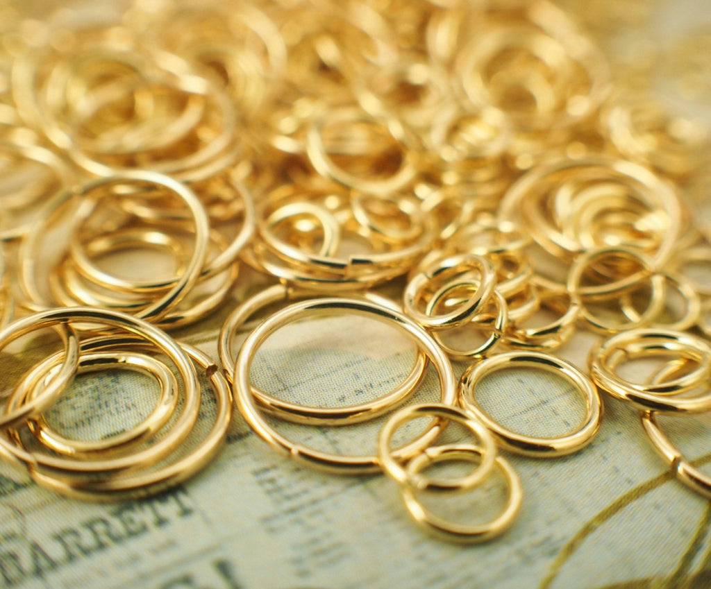 100 Gold Plated Jump Rings - 16, 18, 20, 22 Gauge - Best Commercially Made - 4mm, 5mm, 6mm, 7mm, 8mm, 9mm, 10mm, 12mm 100 % Guarantee