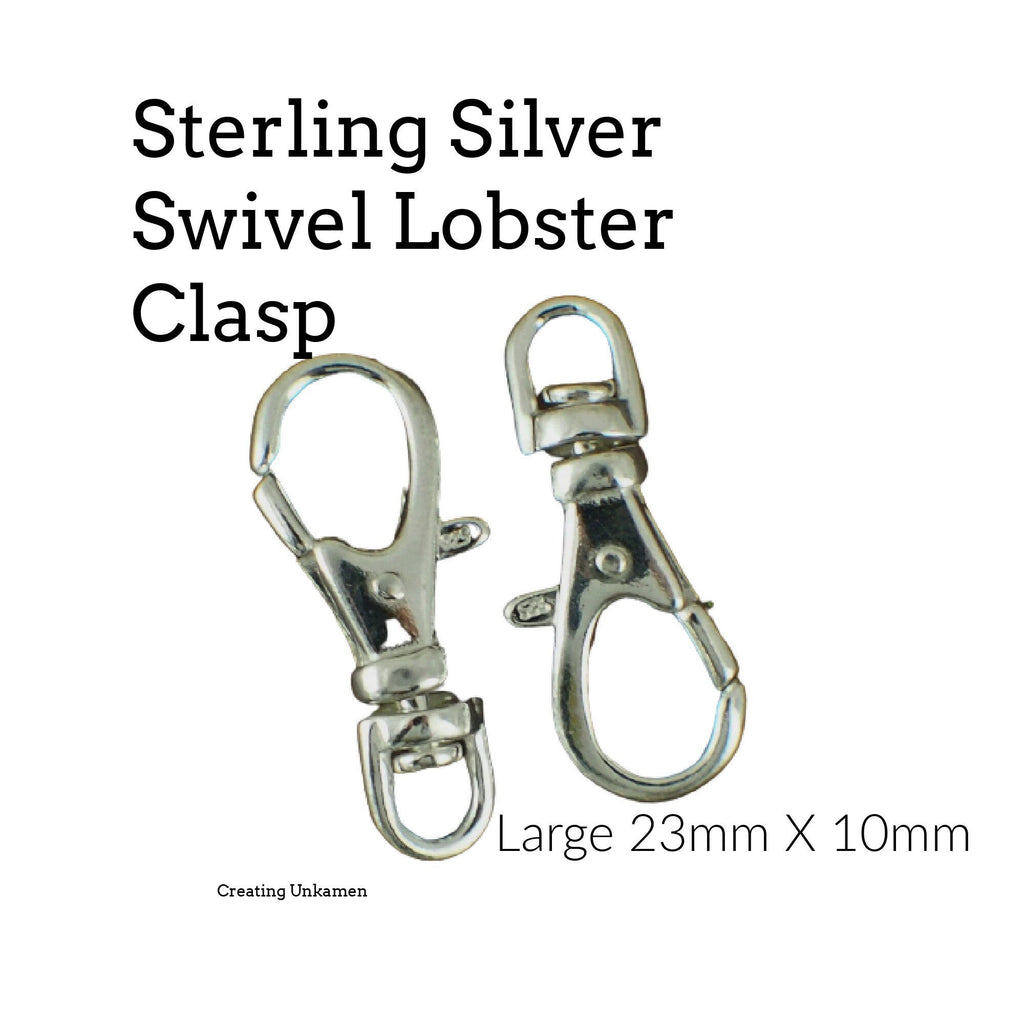 1 Sterling Silver Swivel Lobster Clasp - Large 23mm X 10mm - 100% Guarantee