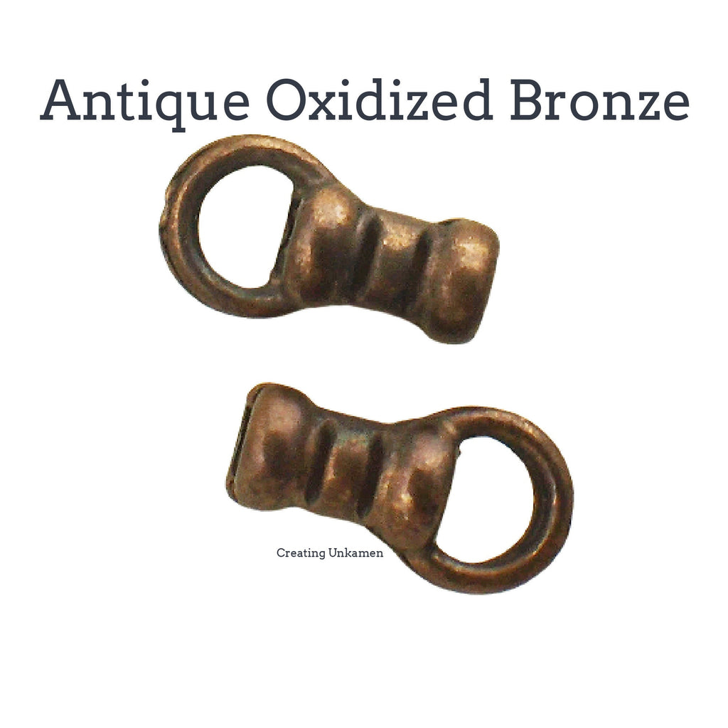 10 Bronze Cord Crimp Ends - Made in the USA You Pick Size 1mm, 1.5mm, 2mm, 2.5mm, 3mm