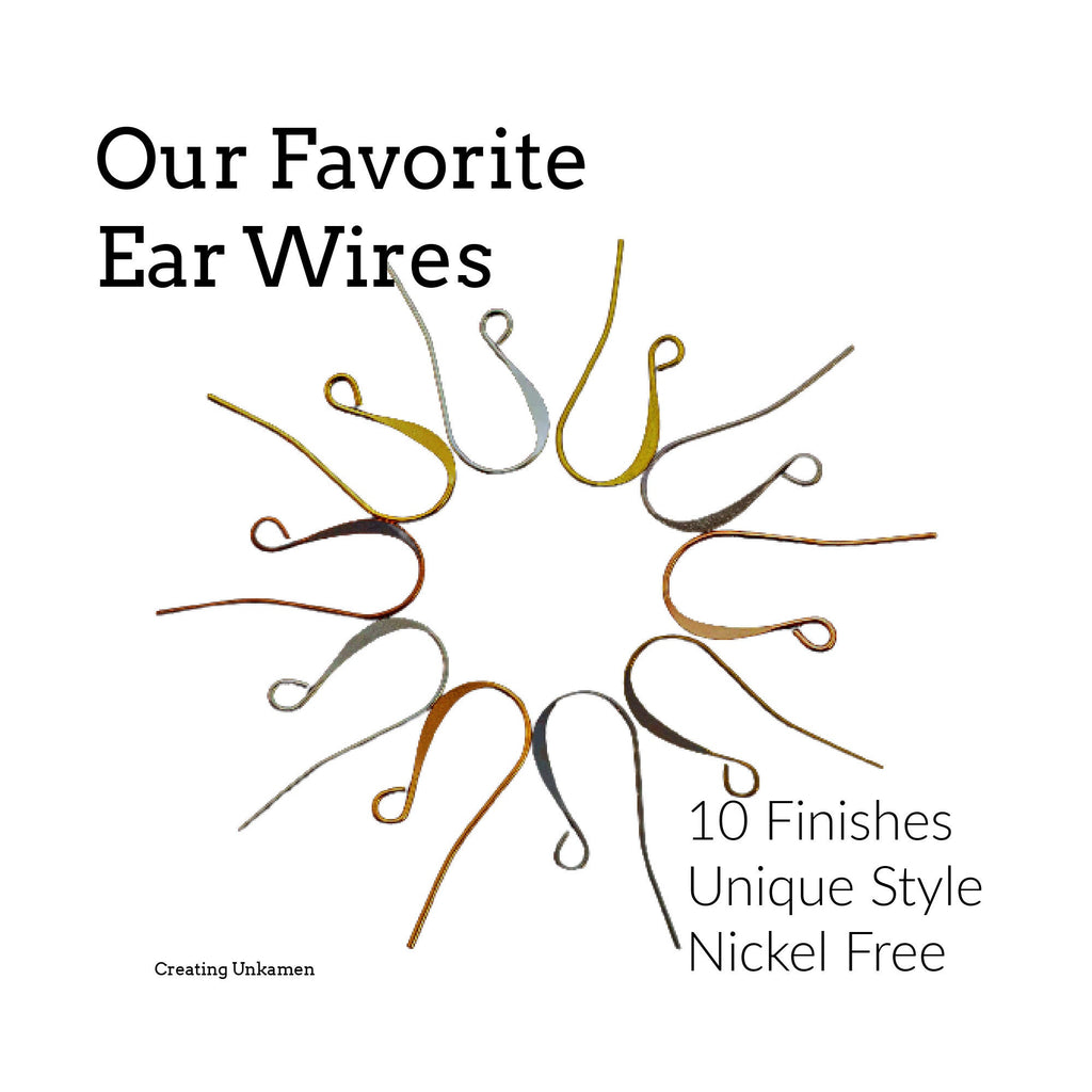18 Pairs Slope Ear Wires - Gold, Silver, Rose Gold, Antique Silver, Antique Gold, Copper, Antique Copper, Gunmetal, Bright Silver, Steel
