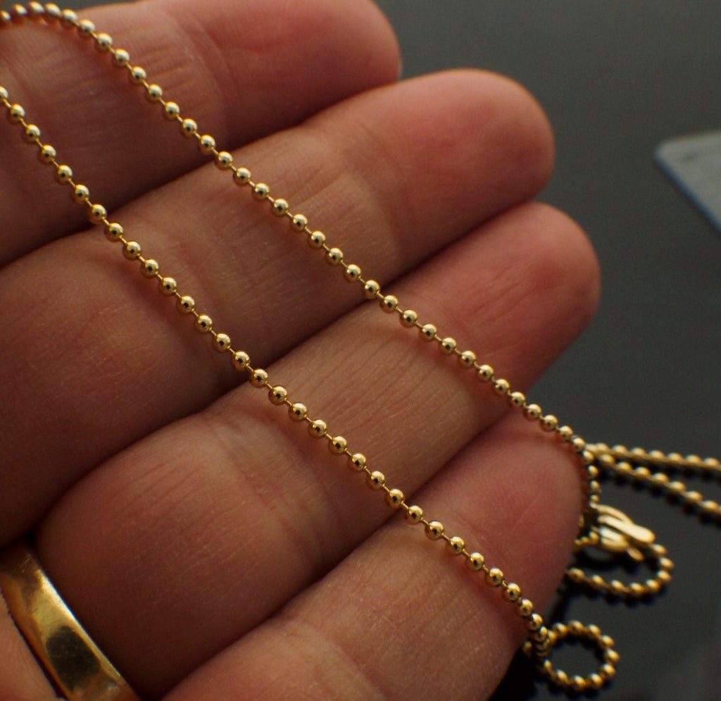 14kt Gold Filled Bead Chain with Spring Clasp - 1.5mm - Finished Length or By the Foot - Made in the USA Chain