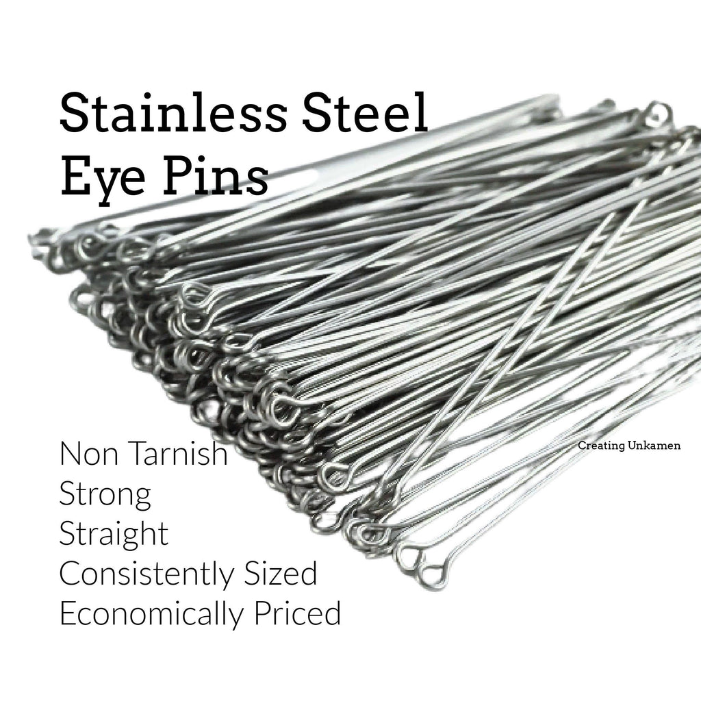 50 Stainless Steel Eye Pins - 21 or 24 gauge - Economical, Straight and Consistent - 100% Guarantee
