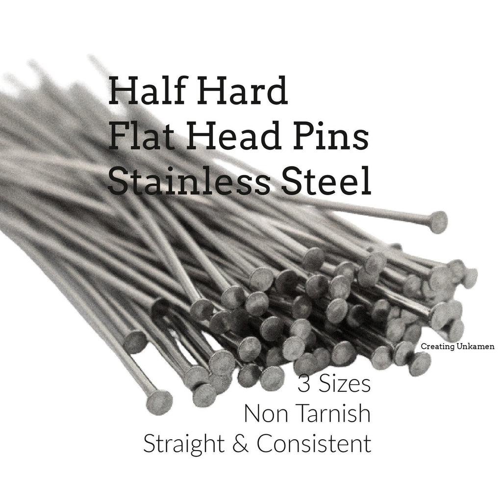50 Half Hard Stainless Steel Flat Head Pins - 21 gauge or 24 gauge - Straight and Consistent - 100% Guarantee