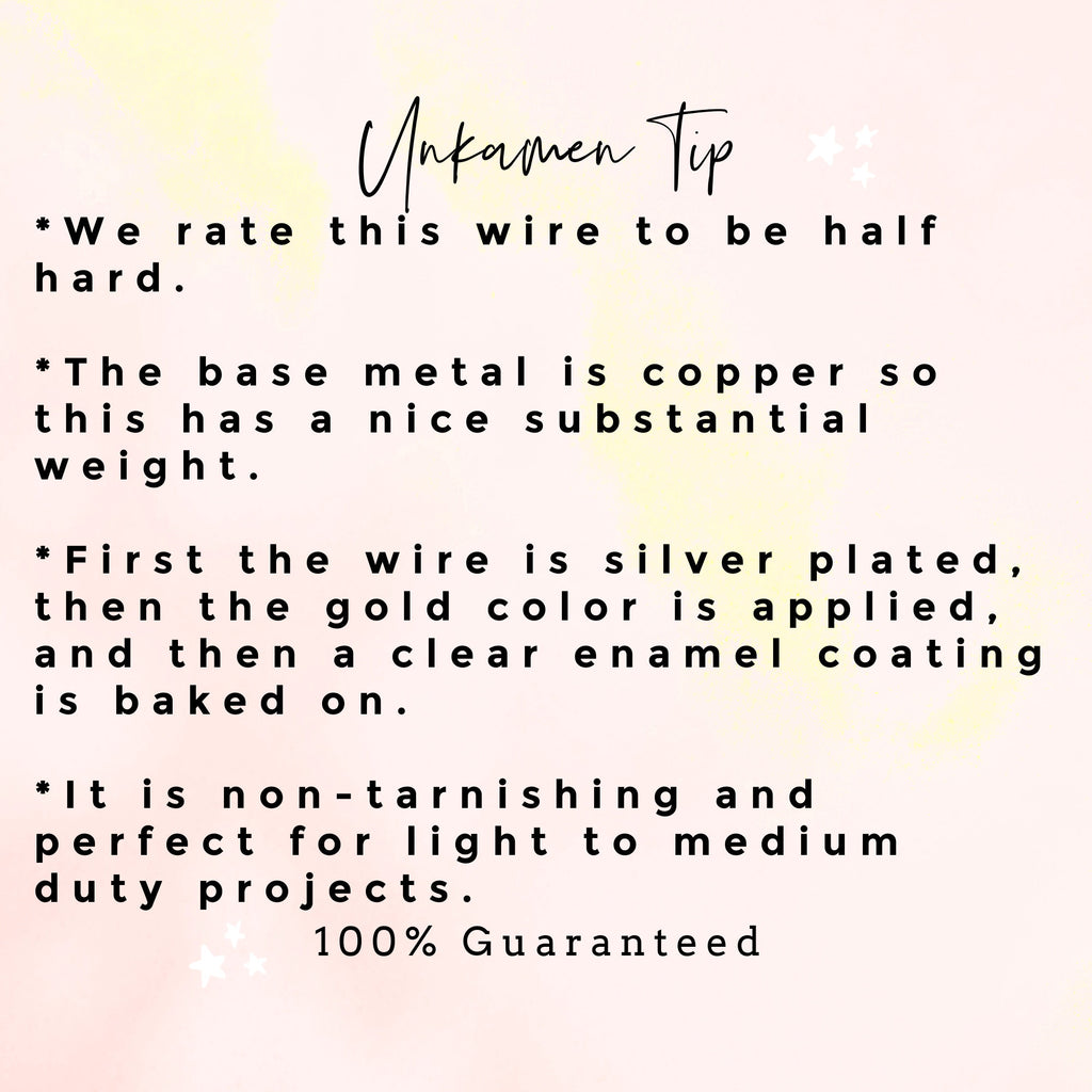 Wire Premium Gold Colored - Half Hard - Non Tarnish - 100% Guarantee - 14, 16, 18, 20, 22, 24, 26 gauge
