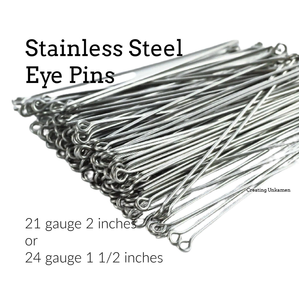50 Stainless Steel Eye Pins - 21 or 24 gauge - Economical, Straight and Consistent - 100% Guarantee