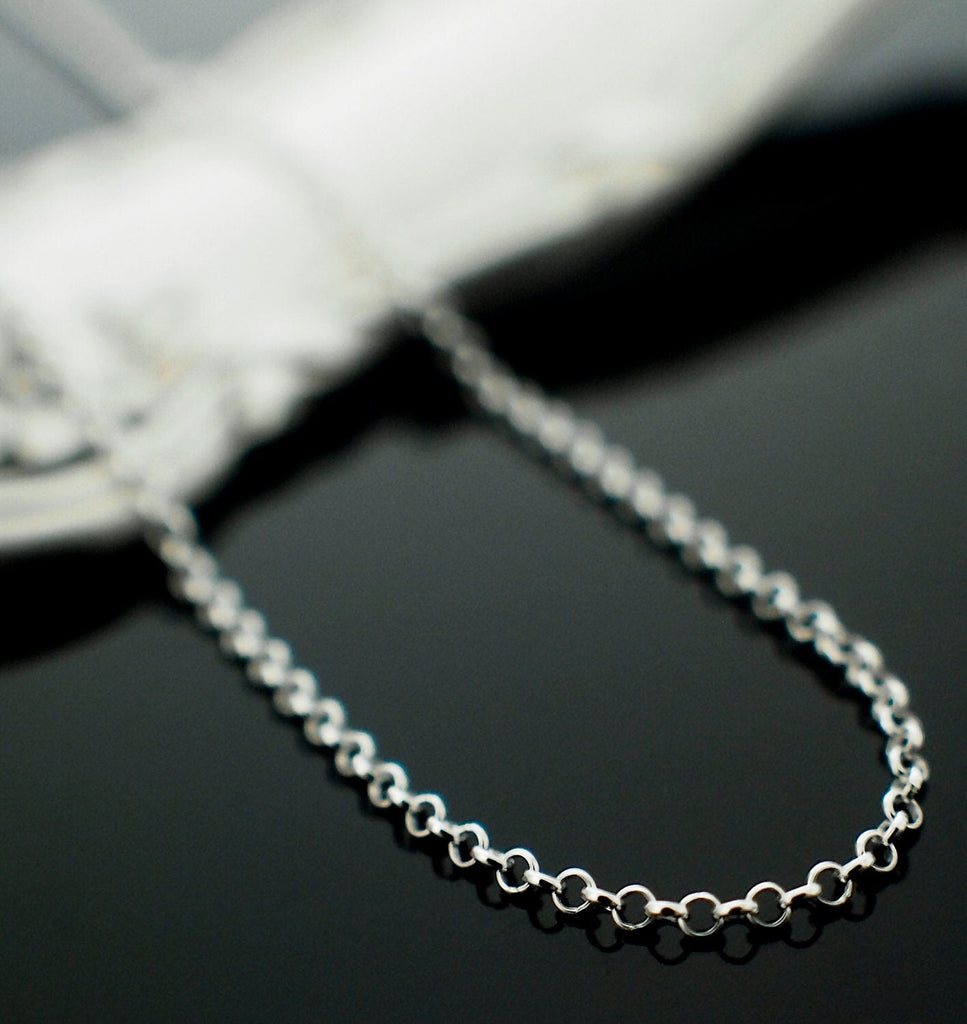 1.5mm Sterling Silver Rolo Necklace - Custom Finished Lengths or By The Foot - Made in the USA Chain
