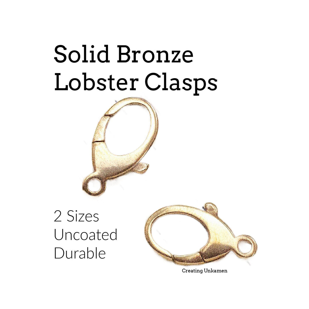 1 Solid Bronze Lobster Clasp - 13mm or 17mm - Made in the Italy - 100% Guarantee