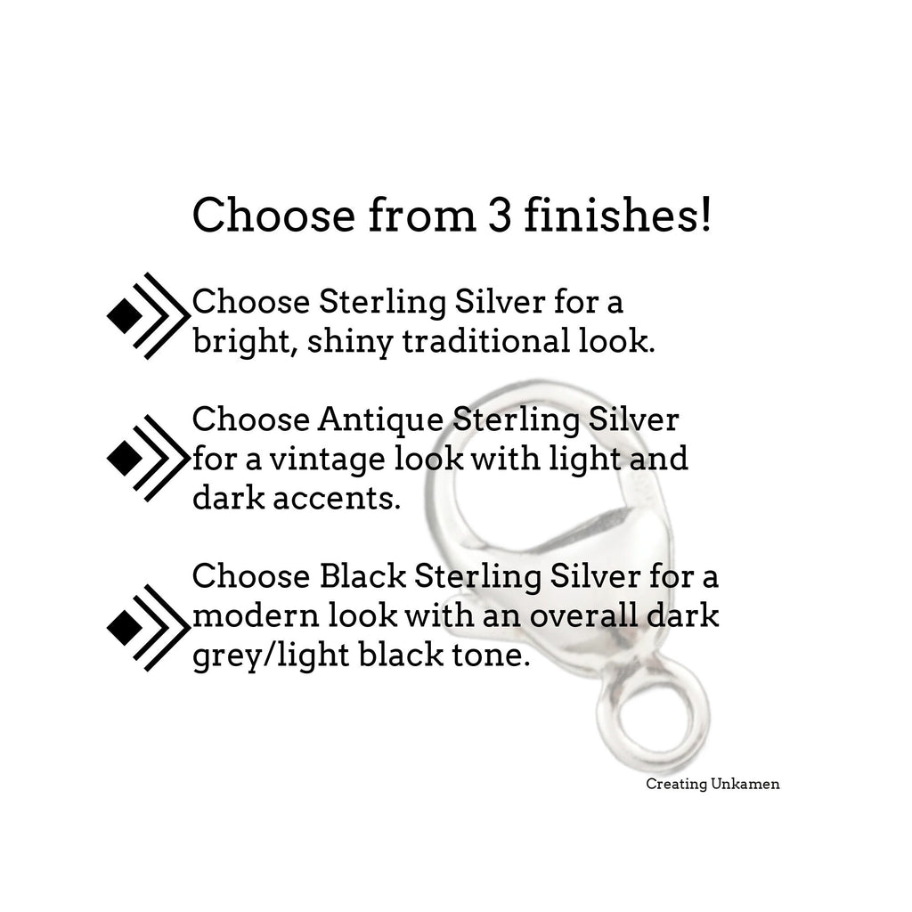 1 Sterling Silver Teardrop Lobster Clasp in 8mm, 11mm, 13mm, 16mm - 100% Guarantee