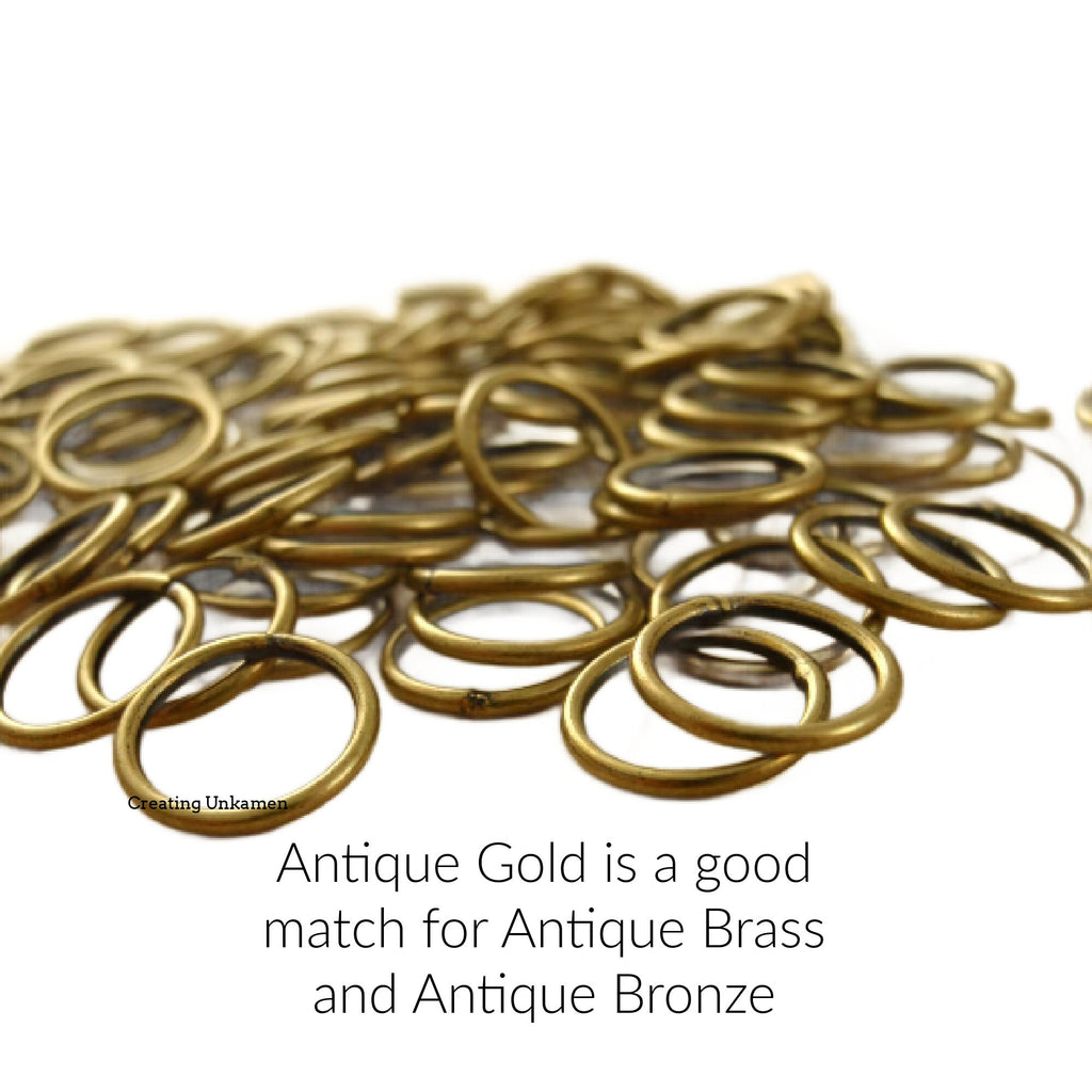 100 Antique Gold Soldered Closed Jump Rings 20 and 18 gauge 4mm, 6mm, 8mm or 10mm - 100% Guarantee