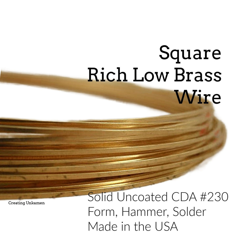 Wire Square Rich Low Brass - Made in the USA - You Pick Gauge 10, 12, 14, 16, 20, 22