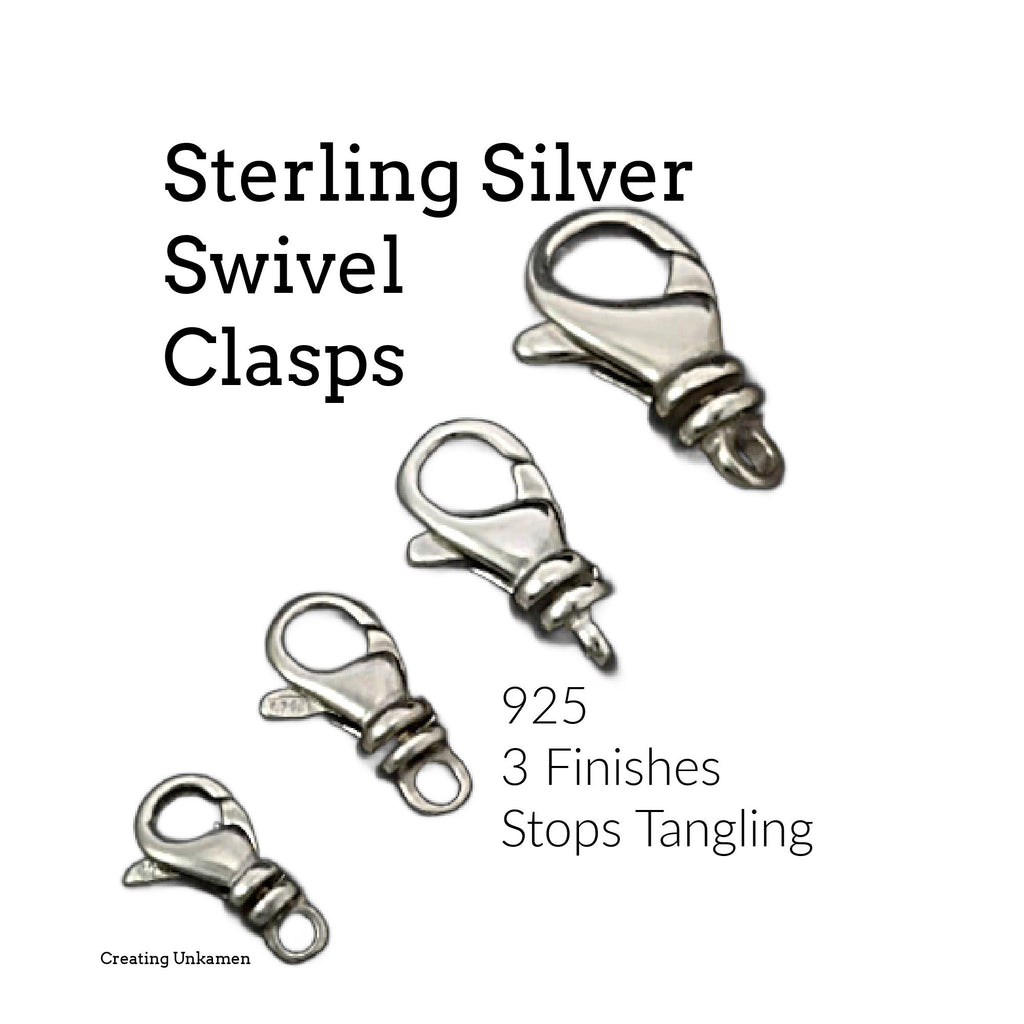 1 Sterling Silver Swivel Lobster Clasp - 11mm, 12mm, 14mm, 16mm, 19mm - Shiny, Antique or Black - Best Commercially Made - 100% Guarantee