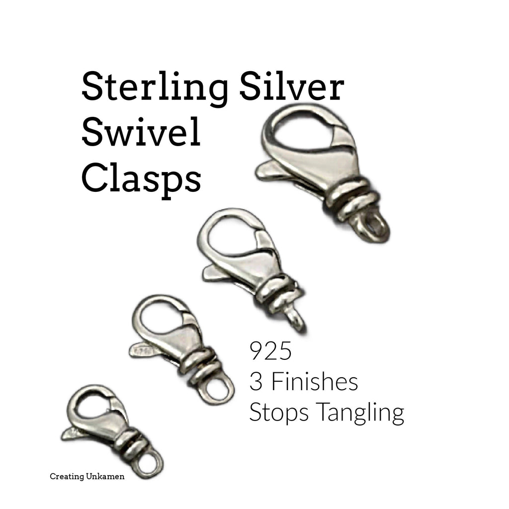 1 Sterling Silver Swivel Lobster Clasp - 11mm, 12mm, 14mm, 16mm, 19mm - Shiny, Antique or Black - Best Commercially Made - 100% Guarantee