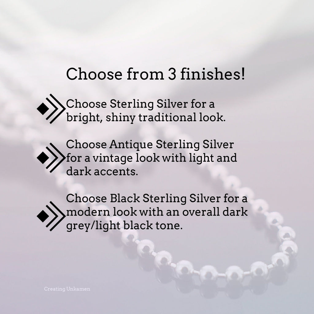 1.5mm Sterling Silver Bead Chain by the Foot or 16", 18", 20", 24", 30", 36" - Also Antique Sterling and Black Sterling Silver 925 Chain