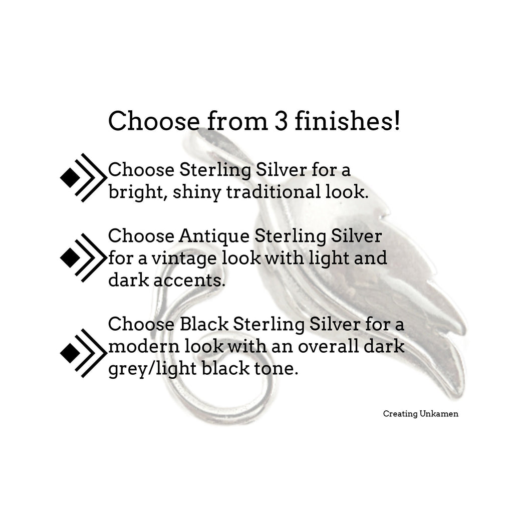 Hook and Eye Clasp 1 Sterling Silver Leaf with Vine 31mm X 13mm