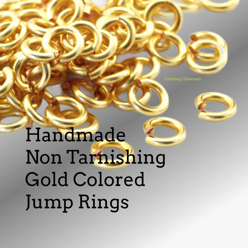 100 Handmade Non Tarnishing Gold Colored Jump Rings You Pick Gauge 14, 16, 18, 20, 22 and 24 Diameter - 100% Guarantee