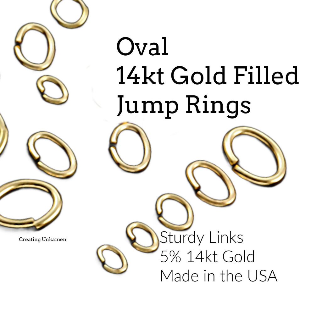 10 - 14kt Gold Filled Oval Jump Rings - 7 Sizes in 16, 18, 20 and 22 gauge to Choose From