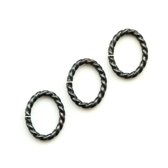 6 Sterling Silver Twisted Oval Jump Rings - 16 gauge in 3 Diameters