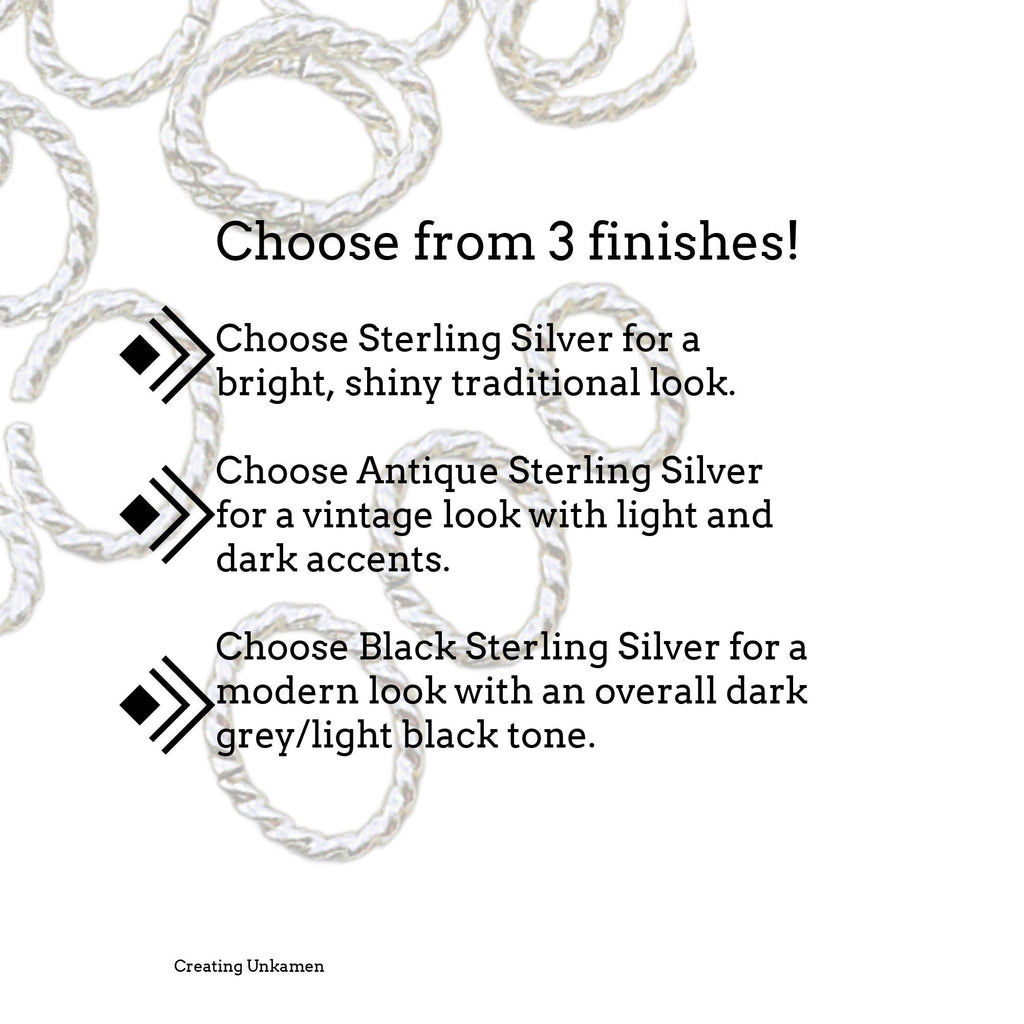 6 Sterling Silver Twisted Oval Jump Rings - 16 gauge in 3 Diameters