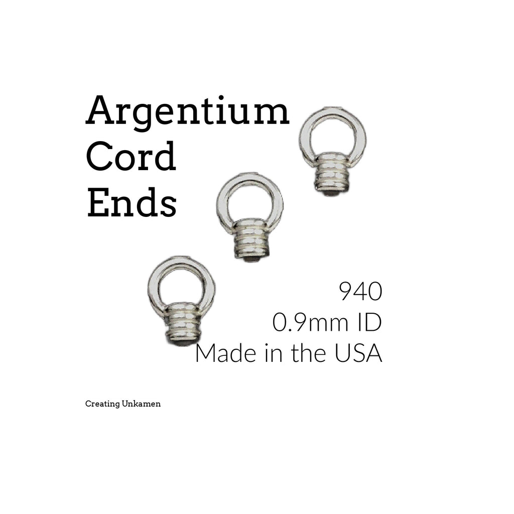 10 Argentium Sterling Silver Cord Crimp Ends - 0.9mm ID - Made in the USA